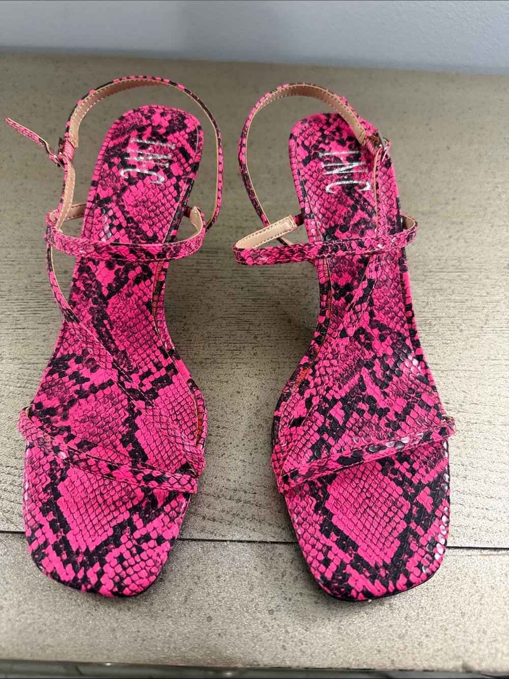 INC International Concepts Hot Pink Snake-Print Strappy Sandals - Picture 6 of 6